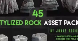 Blender 45 Stylized Rock Asset Pack Low-poly Free Download